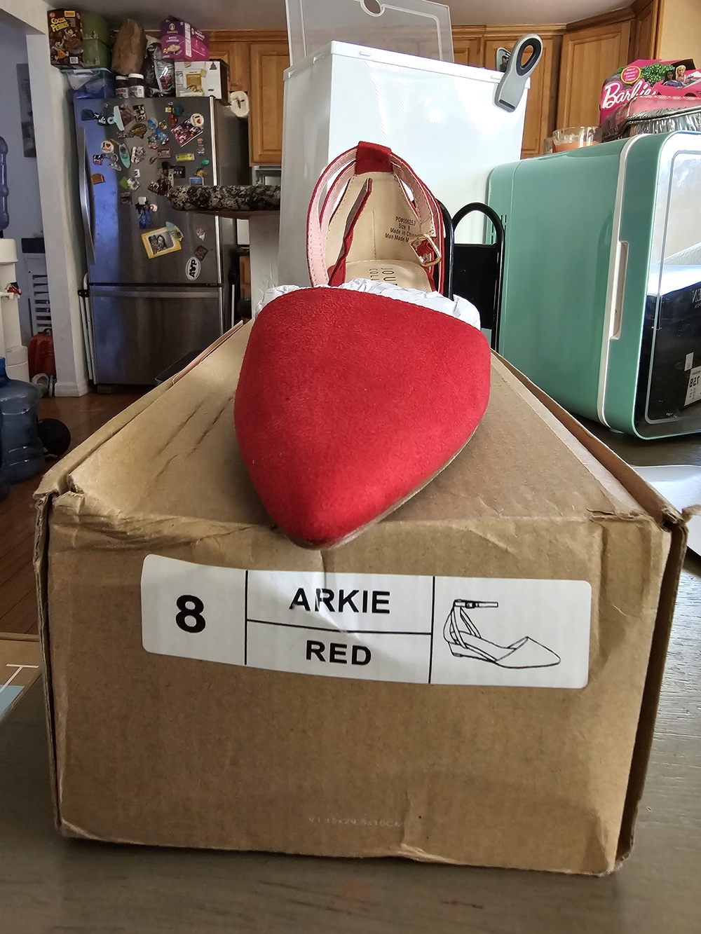 #23 Journee Collection Red Pointed Ankle-Strap Flat
